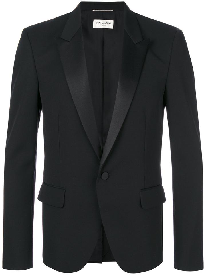 Saint Laurent - Classic Single Breasted Jacket - Men - Silk/cotton/polyester/virgin Wool - 54, Black, Silk/cotton/polyester/virgin Wool