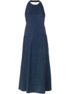 Julien David Denim Halterneck Dress, Women's, Size: Medium, Blue, Cotton