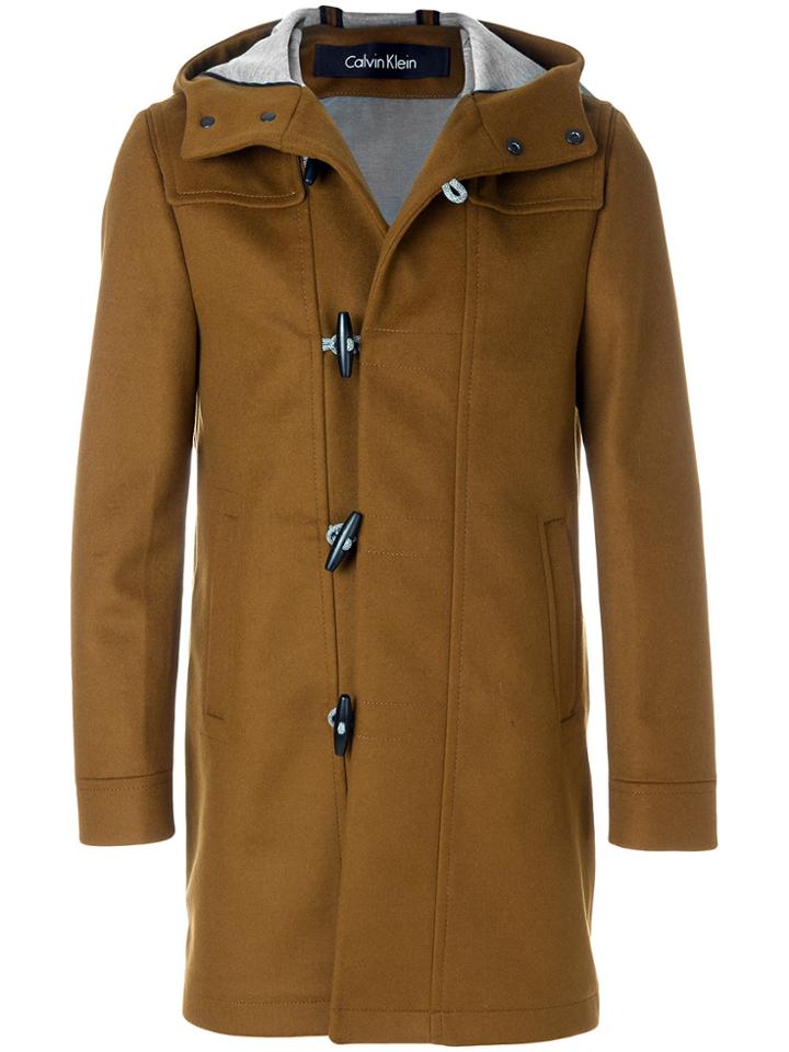 Calvin Klein Hooded Duffle Coat - Brown