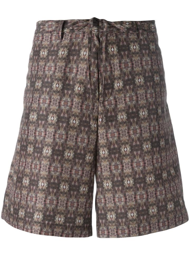 Maison Flaneur Printed Shorts, Men's, Size: 48, Green, Polyester/viscose