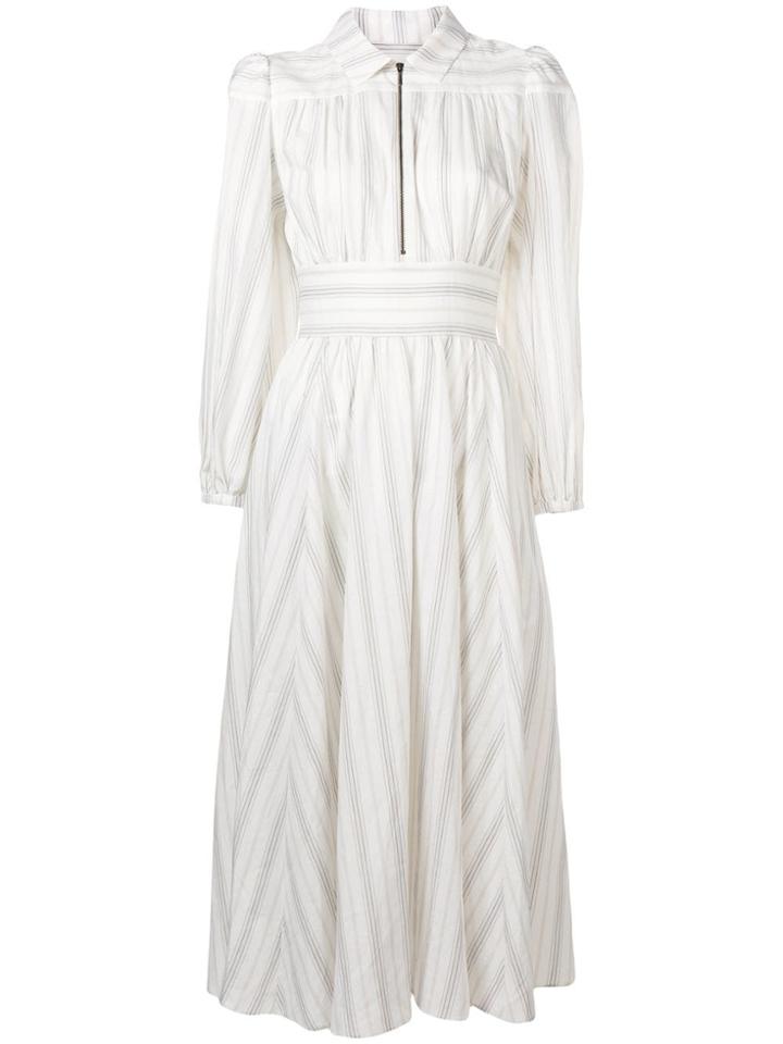 Alexa Chung Striped Zip Shirt Midi Dress - Neutrals