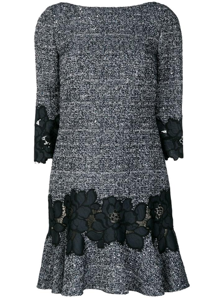 Talbot Runhof Lace Insert Flared Dress - Blue