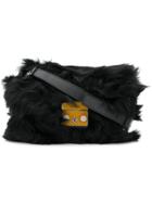 Furla Foldover Fur Crossbody Bag - Black
