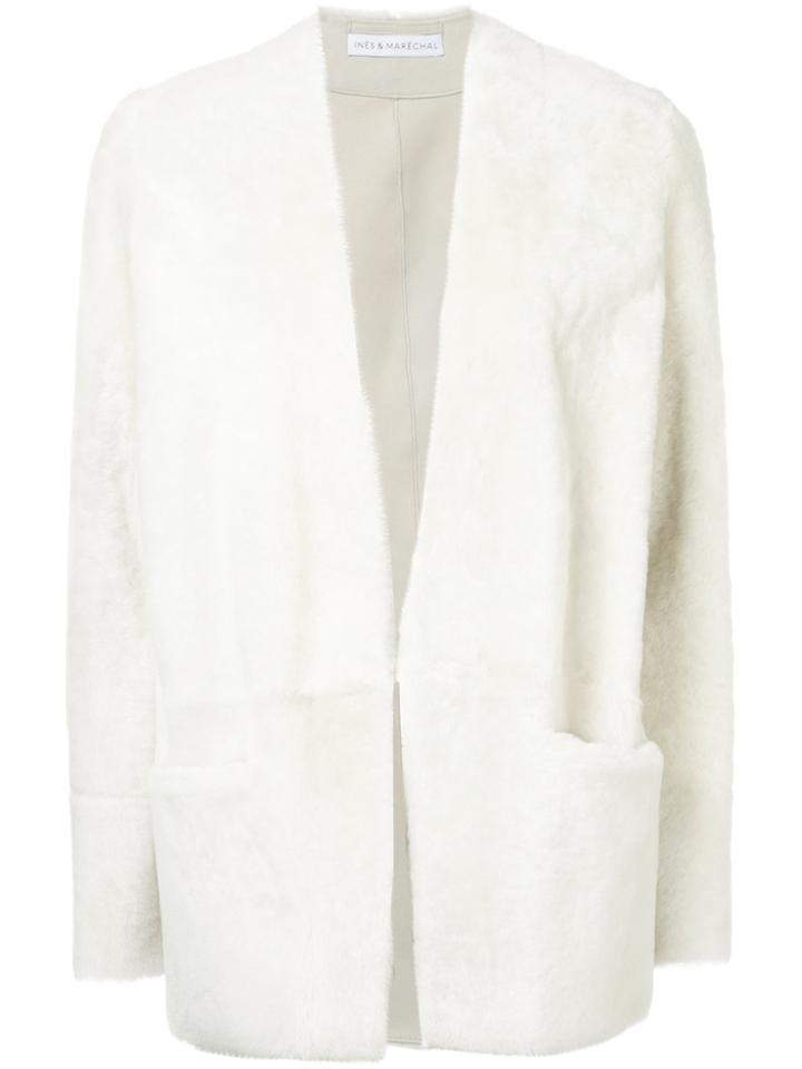 Inès & Maréchal Shearling Open Front Jacket - White