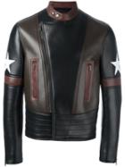 Givenchy Star Patch Biker Jacket, Men's, Size: 46, Black, Lamb Skin/viscose