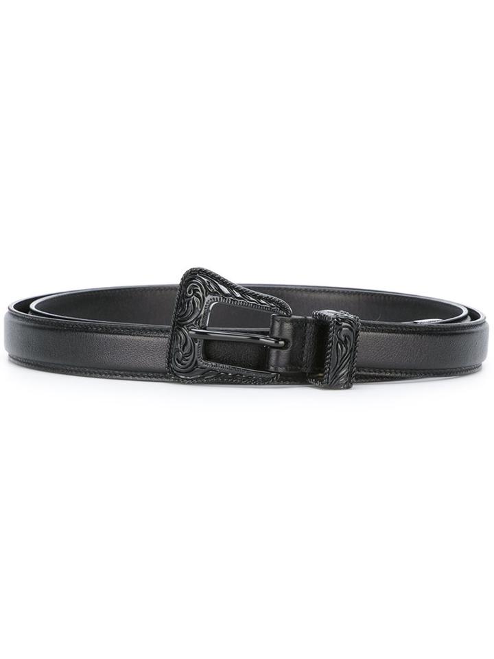 Saint Laurent Western Belt, Men's, Size: 80, Black, Leather