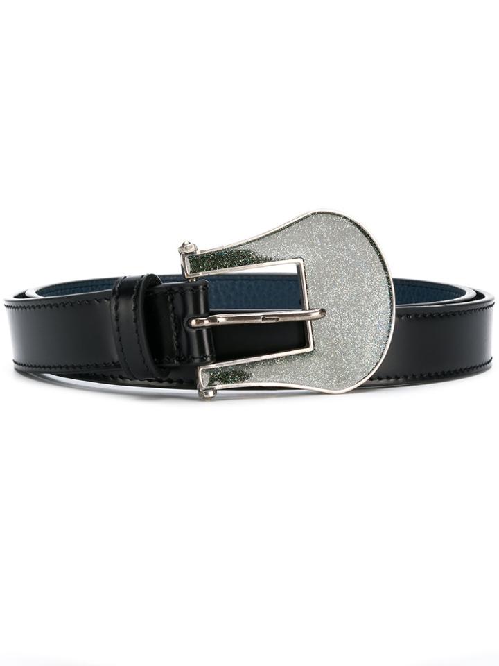 Golden Goose Deluxe Brand Glitter Buckle Belt - Black
