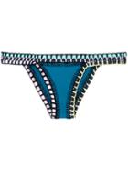 Kiini Embroidered Flor Bikini Bottom, Women's, Size: Medium, Blue, Cotton/polyester/nylon/spandex/elastane