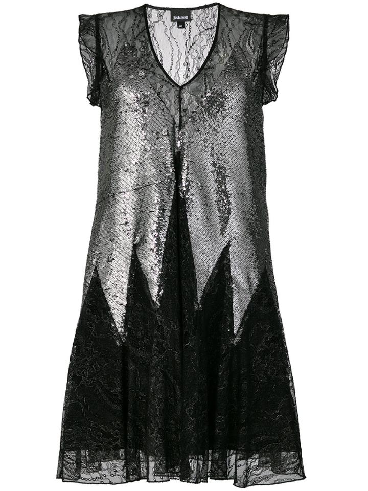 Just Cavalli Lace And Sequin Mini Dress - Black