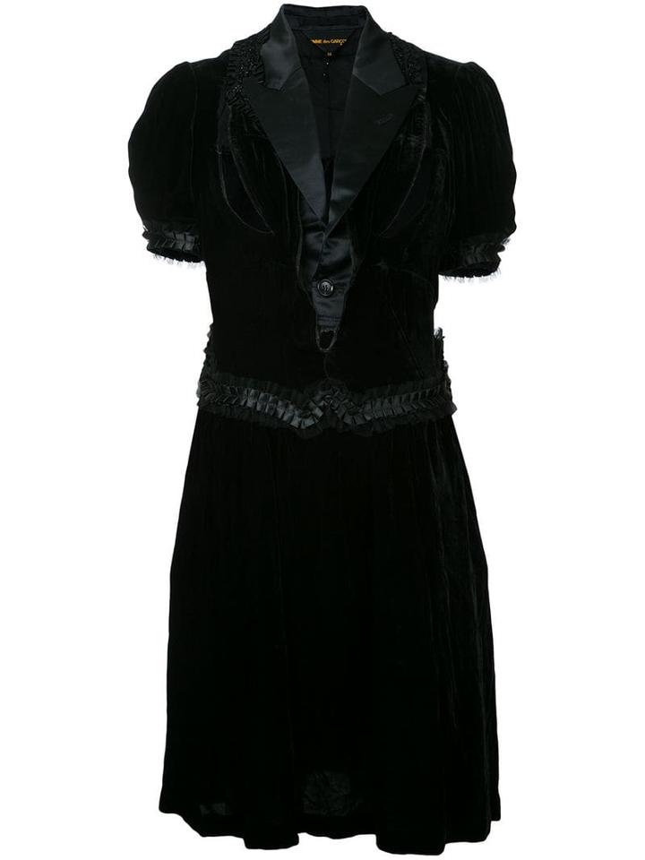 Comme Des Garçons Pre-owned Satin Lapel Velvet Dress - Black