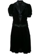 Comme Des Garçons Pre-owned Satin Lapel Velvet Dress - Black