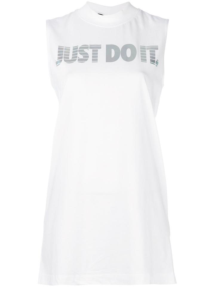 Nike - High Neck Muscle Tank - Women - Cotton - M, White, Cotton