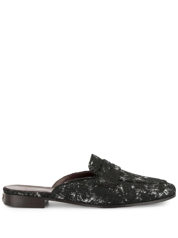 Bougeotte Classic Tweed Mules - Black