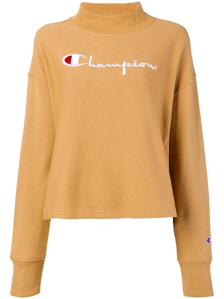 Champion Embroidered Mock Neck Sweatshirt - Nude & Neutrals