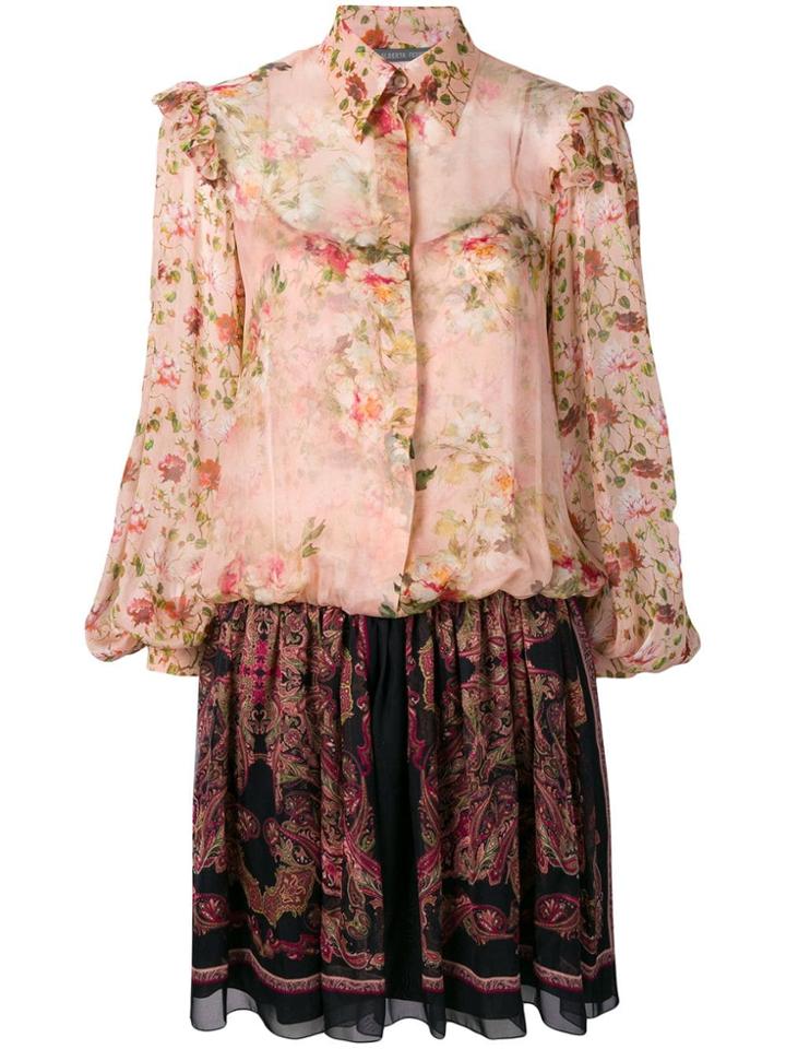 Alberta Ferretti Contrast Top Shirt Dress - Pink