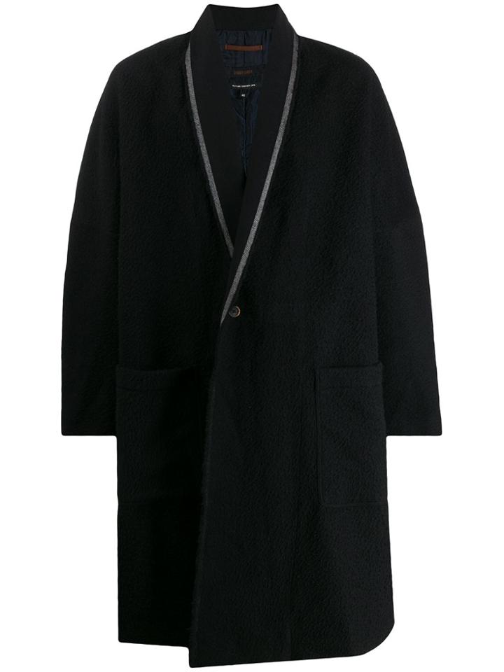 Ziggy Chen Oversized Single Breasted Coat - Black