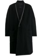 Ziggy Chen Oversized Single Breasted Coat - Black