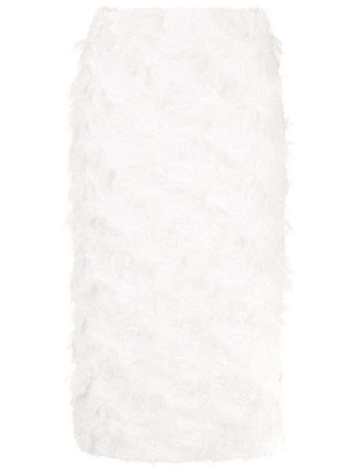 Fabiana Filippi Feather Effect Pencil Skirt - White