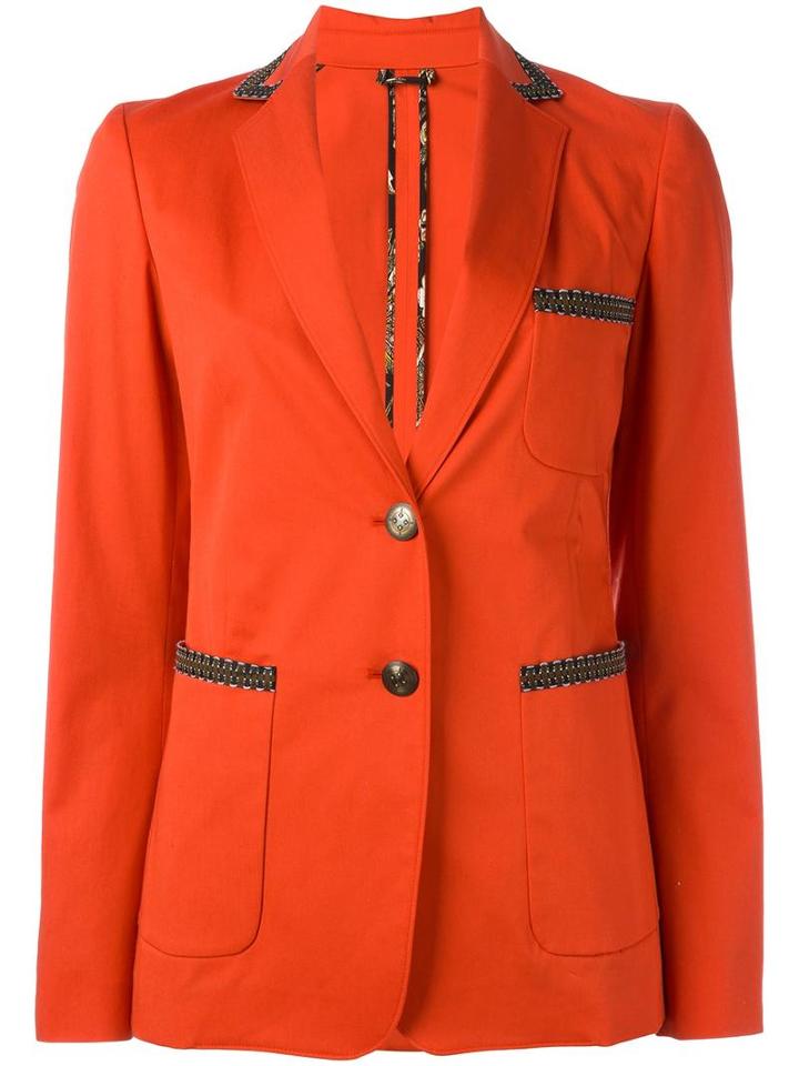 Etro Button Up Blazer, Women's, Size: 40, Red, Cotton/spandex/elastane/viscose