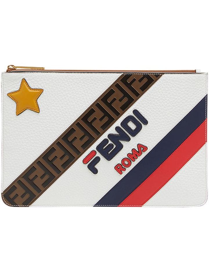 Fendi Fendimania Mixed Logo Pouch - White