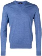 Hackett Fine Knit V-neck Sweater - Blue