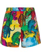Valentino Tiger Print Swim Shorts - Green