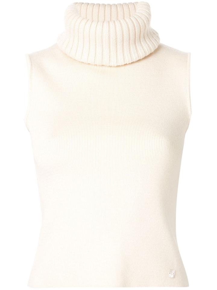 Chanel Pre-owned Turtle Neck Sleeveless Knit Top - White