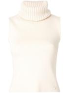 Chanel Pre-owned Turtle Neck Sleeveless Knit Top - White
