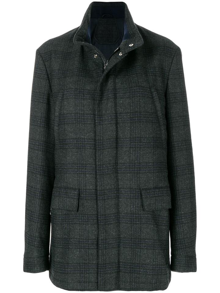 Corneliani Checked Single-breasted Coat - Grey