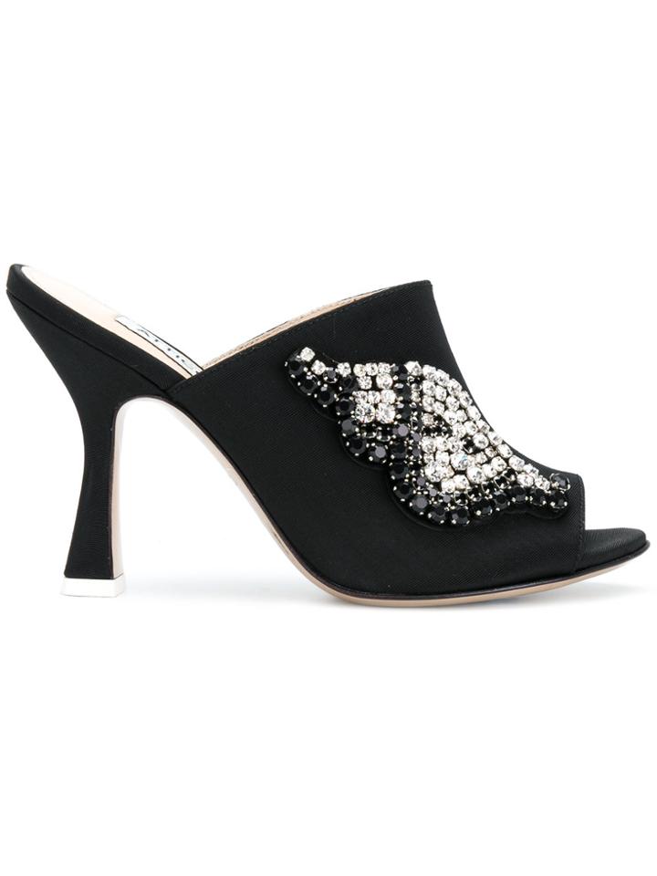 Attico Pamela Embellished Mules - Black
