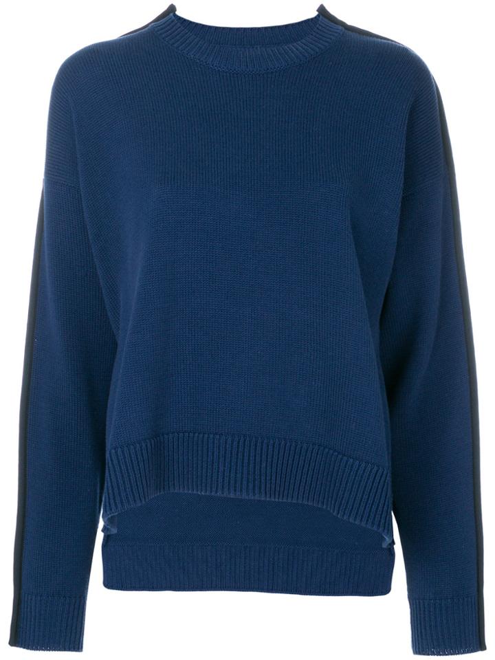 Mm6 Maison Margiela Asymmetric Side-stripe Jumper - Blue