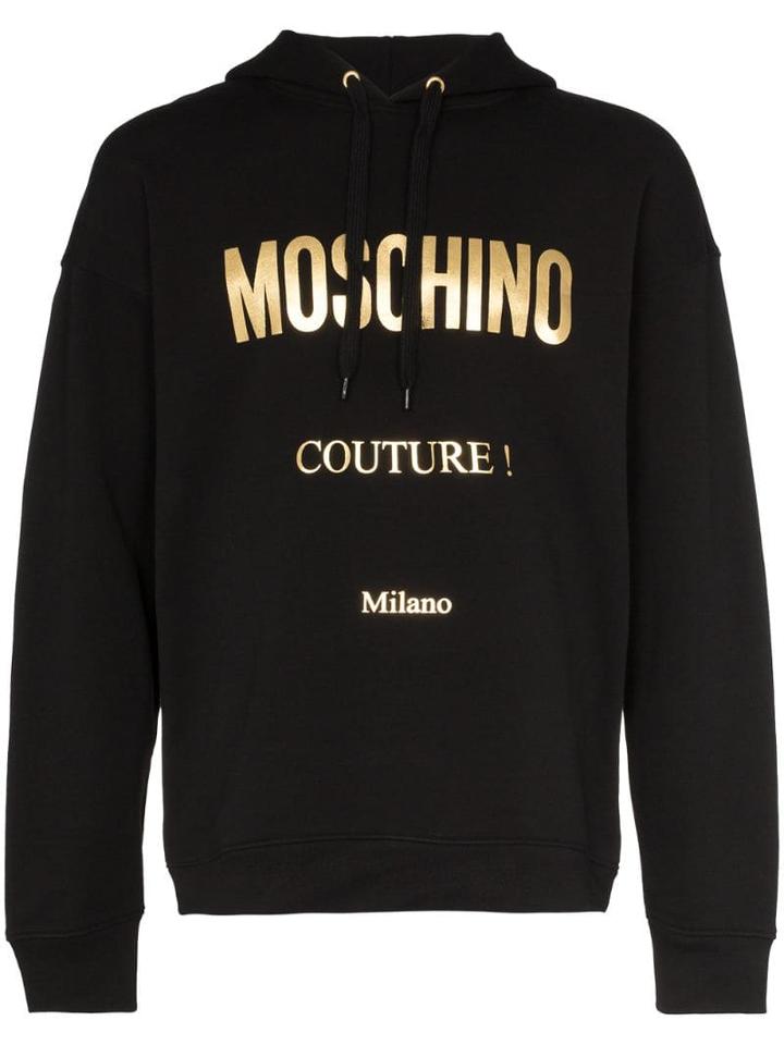 Moschino Couture Logo Printed Hoodie - Black