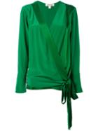 Diane Von Furstenberg - Wrap Blouse - Women - Silk - M, Green, Silk