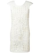 Cavalli Class Layered Cut-out Dress, Women's, Size: 38, White, Polyester/polyimide