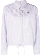 Kenzo Striped Boxy Drawstring Shirt - White