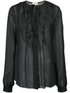 L'agence Polka Dot Frill Detail Blouse - Black