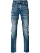 7 For All Mankind Stonewashed Slim-fit Jeans, Men's, Size: 31, Blue, Cotton/polyester/spandex/elastane