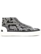 Lanvin Printed Hi-top Sneakers, Men's, Size: 6, Black, Rubber/leather/polyester