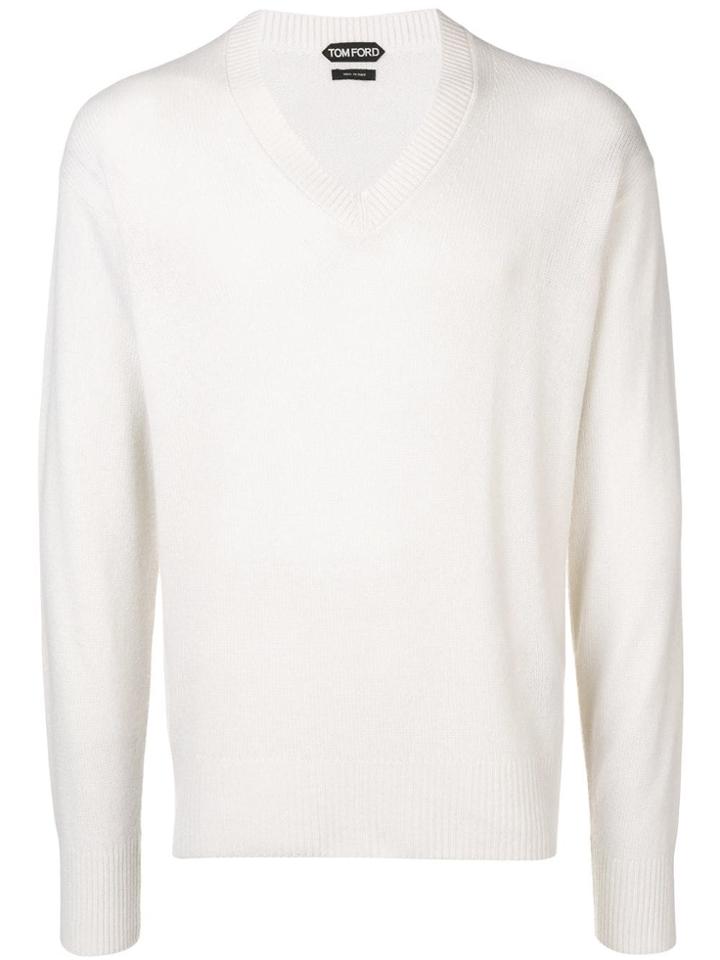 Tom Ford V Neck Jumper - White
