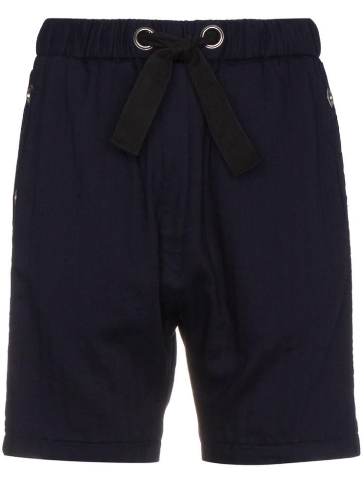 Lot78 Cotton Shorts With Eyelet Detail - Blue