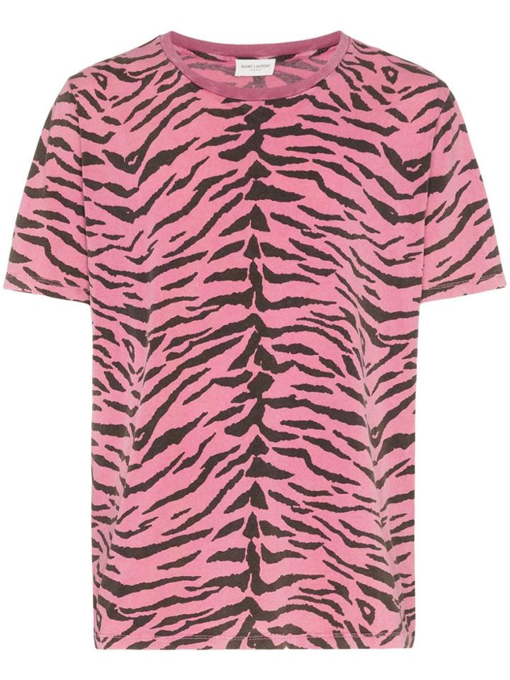 Saint Laurent Animal Print T-shirt - Pink