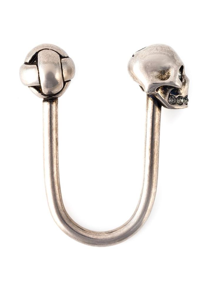 Alexander Mcqueen Skull And Knot Cufflinks, Men's, Metallic, Brass