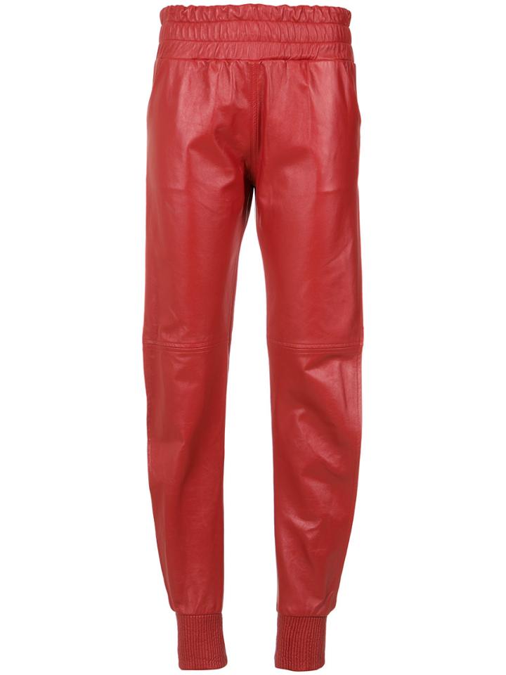 Andrea Bogosian Side Slits Leather Trousers - Red