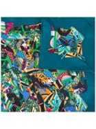 Salvatore Ferragamo Shoe Print Scarf, Women's, Blue, Silk