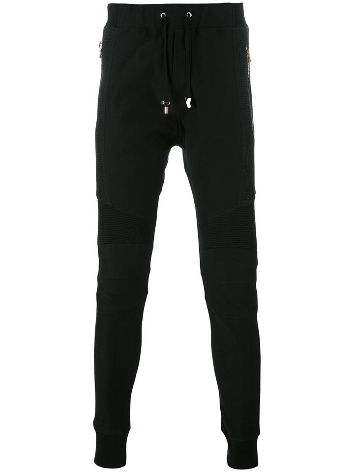 Balmain Biker Trackpants, Men's, Size: Large, Black, Cotton