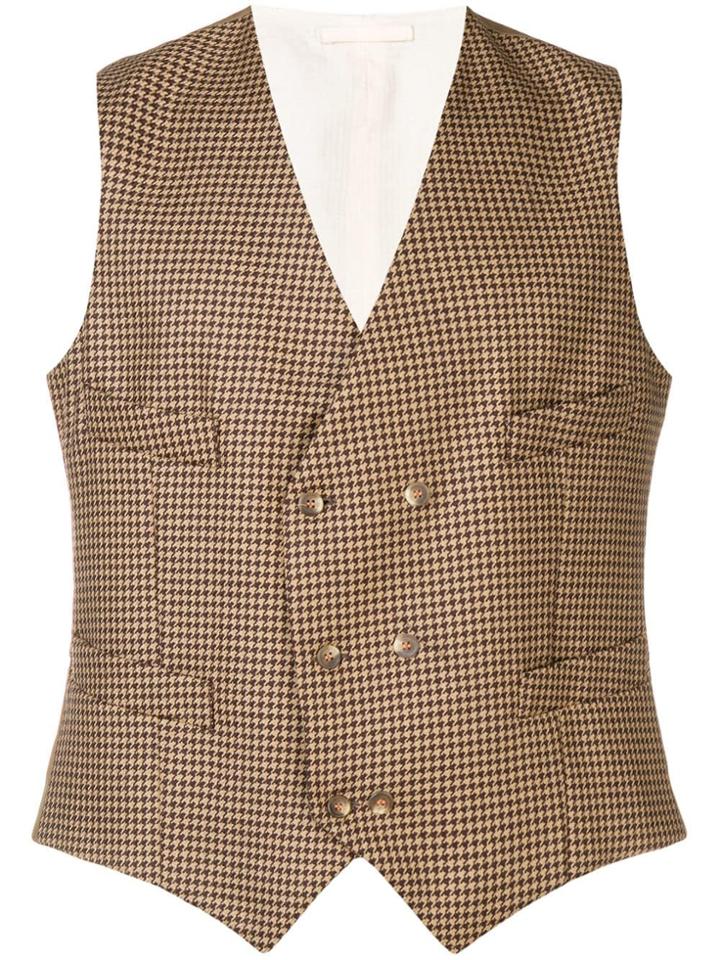 Fortela Houndstooth Waistcoat - Brown