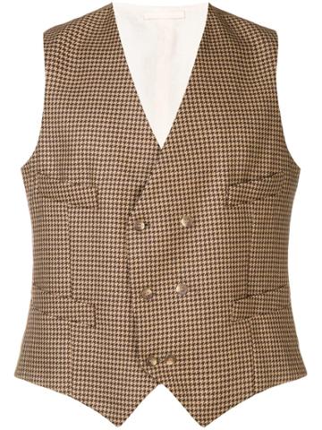 Fortela Houndstooth Waistcoat - Brown