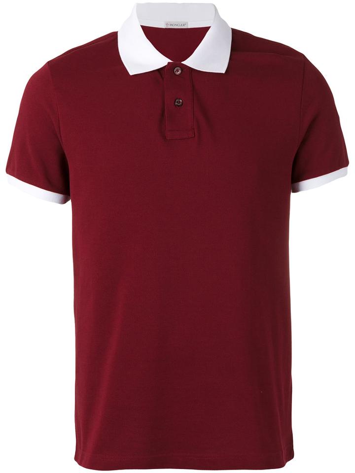 Moncler Contrast Trim Polo Shirt, Men's, Size: Large, Red, Cotton