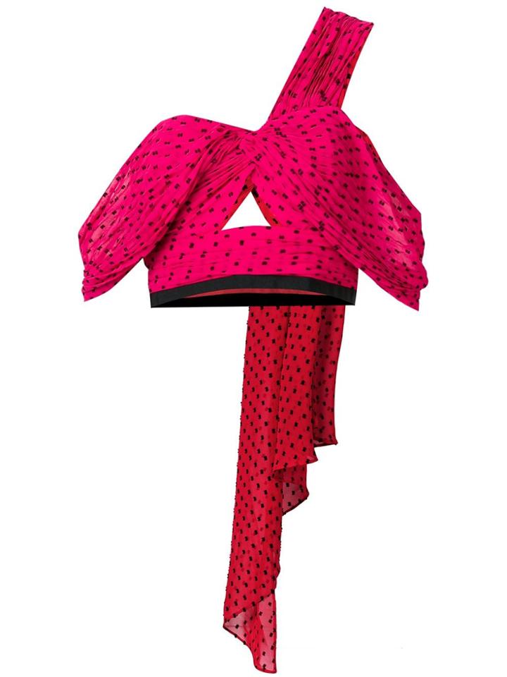 Self-portrait Polka Dot Off The Shoulder Top - Pink