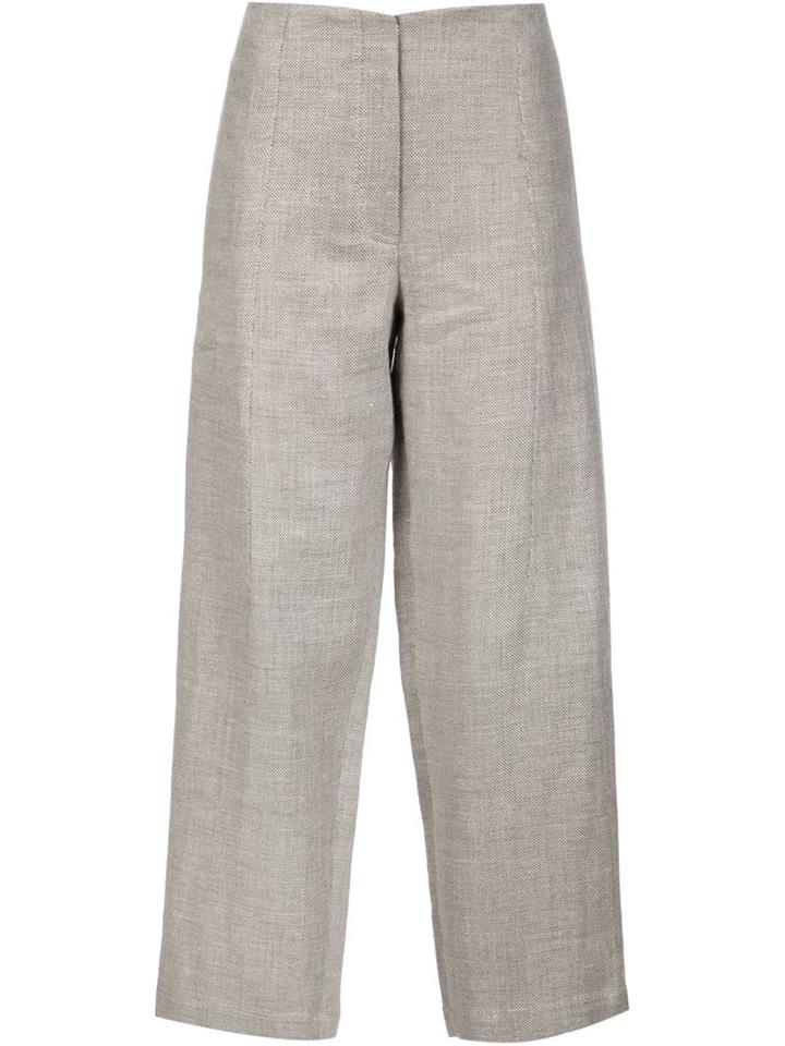 Adam Lippes Cropped Trousers, Women's, Size: 2, Nude/neutrals, Linen/flax